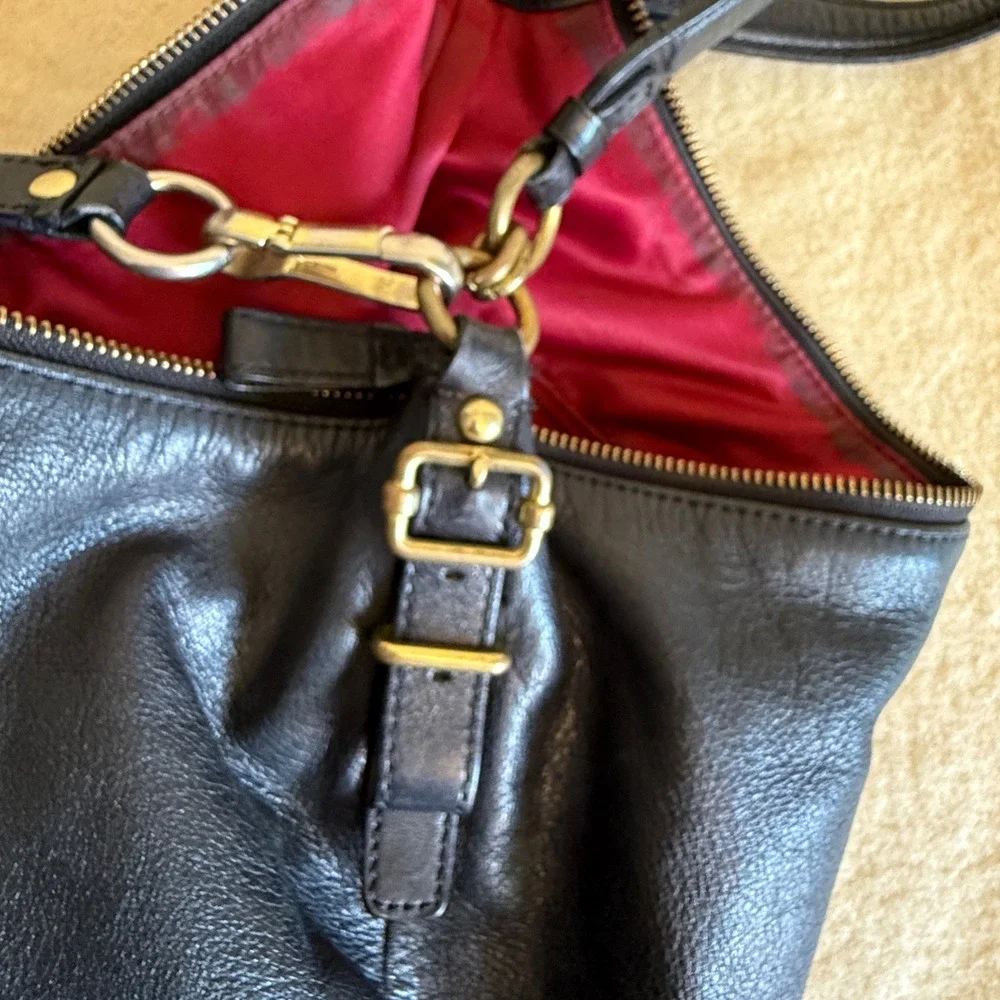 Coach Black Leather Crossbody Hobo Shoulder Bag Designer‎ Purse Handbag